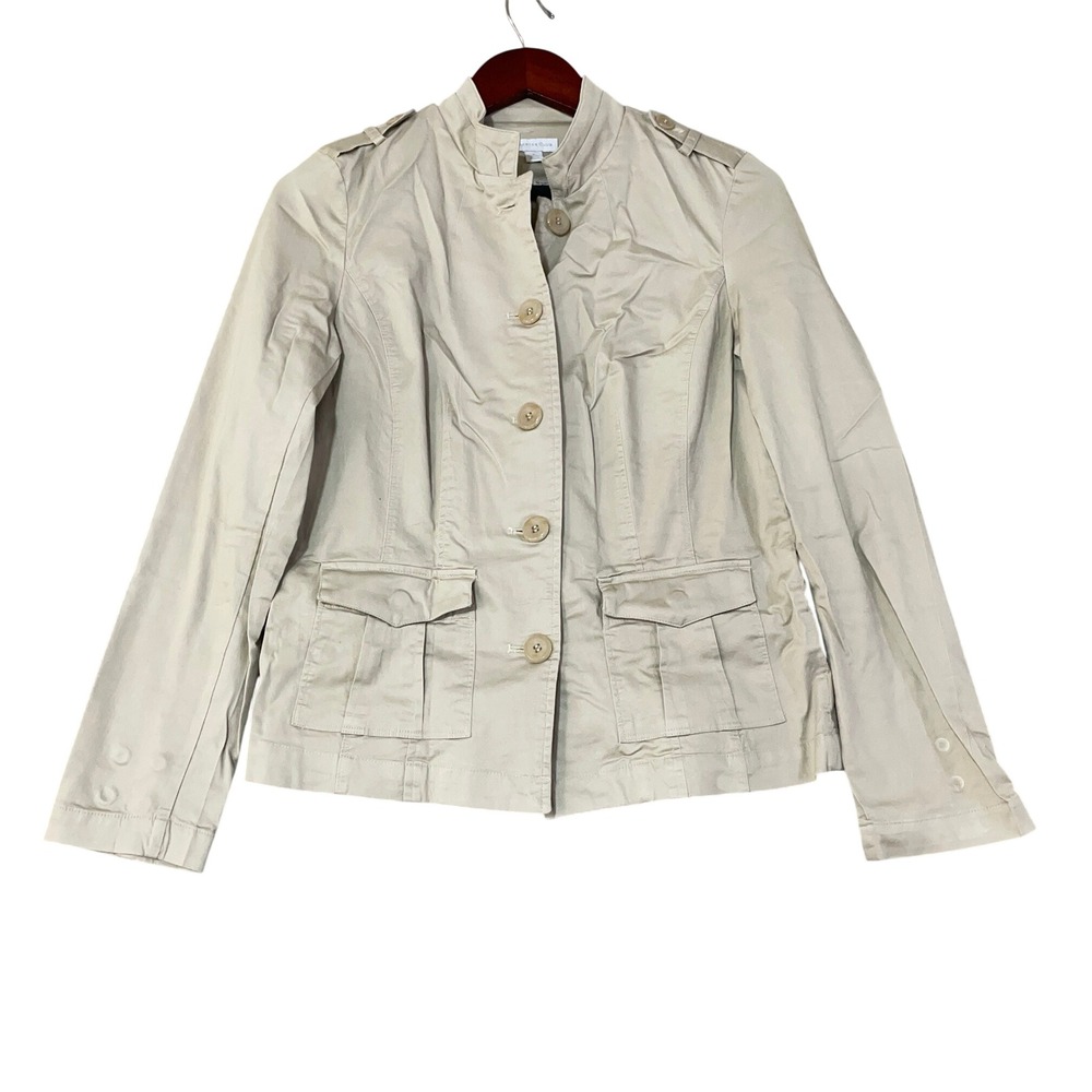 Charter Club Women's 8 Beige Military Utility Jacket Cotton Spandex